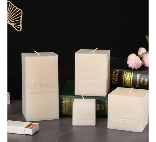Vela Aromática Perfumada Vainilla Cuadrada 7x7,5cm Cera 38hr Crema