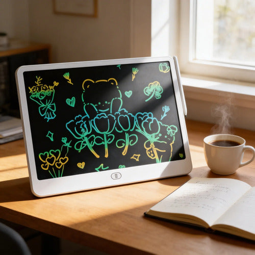 Tableta Lcd Dibujo Escritura Pizarra Infantil Magica 44x34cm Blanco