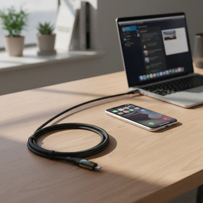 Cable Ios Tipo C Carga Rapida 5.1a Reforzado Carga Datos 1m Negro