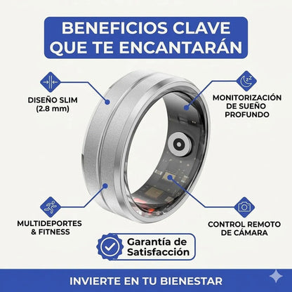Anillo Inteligente Monitoreo Sueño Talle 8 Ios Android Plateado 8