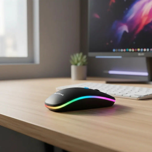 Mouse Inalambrico Bluetooth Led Rgb Recargable 1600 Dpi Aleatorio - 3 Colores