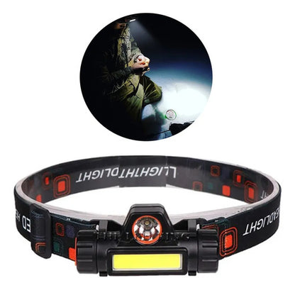 Linterna Frontal Minero Leds Recargable Usb Ajustable 3w Xpe Blanco Frío Potente Y Focalizada Negro Mate
