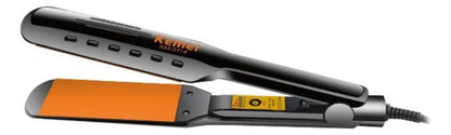 Plancha Pelo Profesional Kemei Temperatura 200c Graduable Negro Con Placas Naranja