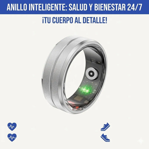 Anillo Inteligente Monitoreo Sueño Talle 8 Ios Android Plateado 8