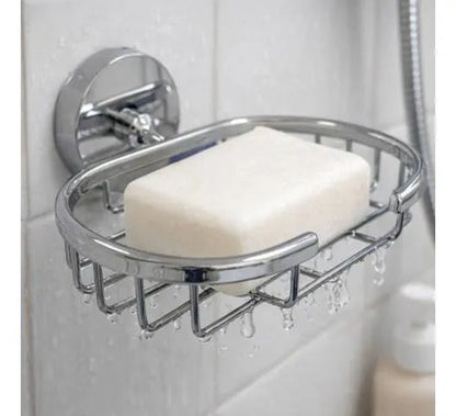 Porta Jabón Baño Pared Zinc Rejilla Ovalada Jabonera 15x12cm Plateado