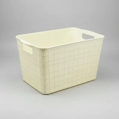 Canasto Plastico Labrado 34x27x22cm Organizador Liviano Beige