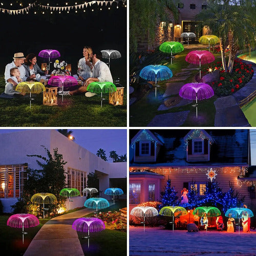 Set X2 Luces Solares Ramo Led Jardin Estaca Lampara Exterior Rgb