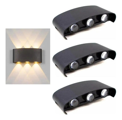 Set X3 Aplique Pared Bidireccional Lampara Exterior 3 Luces