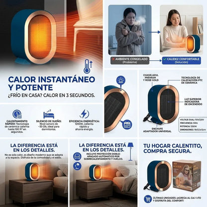 Calefactor Eléctrico Genérica Air Heater Jx1201 Azul 1200w Azul Marino