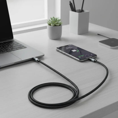 Cable Datos Tipo C A Ios Reforzado Nylon Usb C Carga 1m Gris