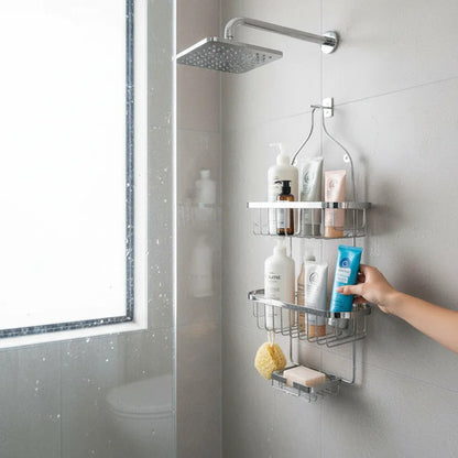 Organizador Esquinero Baño Ducha Metal 3 Estantes Colgante Plateado