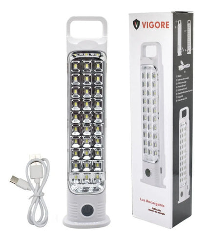 Set X2 Luz De Emergencia Lampara Foco Led Recargable Usb Blanco