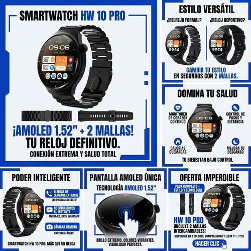 Reloj Inteligentes Pantallas Amoled Mallas Android Ios Reloj Negro Mate / Gris Espacial Aleación De Zinc Doble Estilo Eslabones Negro/silver Negro / Metalizado A Tono Con La Caja