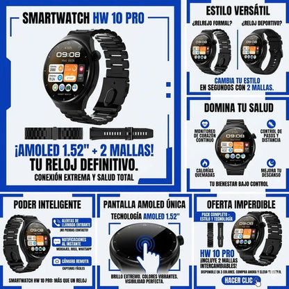 Reloj Inteligentes Pantallas Amoled Mallas Android Ios Reloj Negro Mate / Gris Espacial Aleación De Zinc Doble Estilo Eslabones Negro/silver Negro / Metalizado A Tono Con La Caja