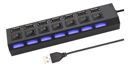 Adaptador Usb Hub 7 Puertos Con Interruptores Aleatorio