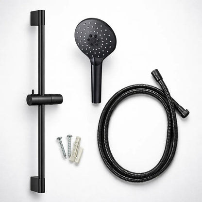 Duchero Manual Baño Barra Soporte Manguera Ajustable Lluvero Negro Mate