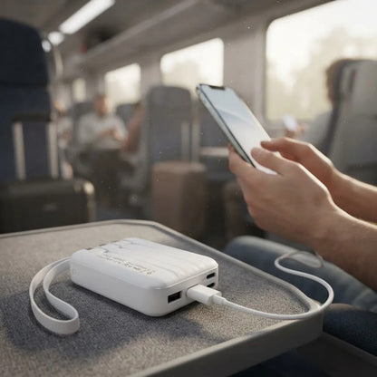Power Bank 4000mah Cables Integrados Panel Solar Cargador Blanco