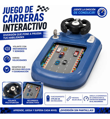 Simulador Juego Carrera Interactivo Manejo Infantil Volante Azul