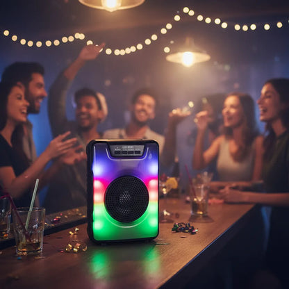 Parlante Inalambrico Bluetooth Ios Android Luces Rgb Usb Tws Negro Mate