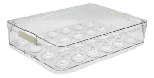 Huevera Acrilica Organizador Con Tapa X24 Huevos Heladera