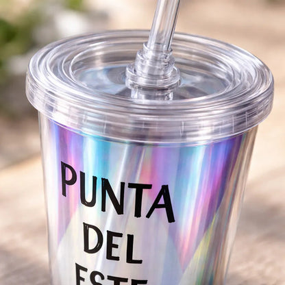 Vaso Acrílico Reutilizable Tapa Sorbito 16cm Punta Del Este Aleatorio