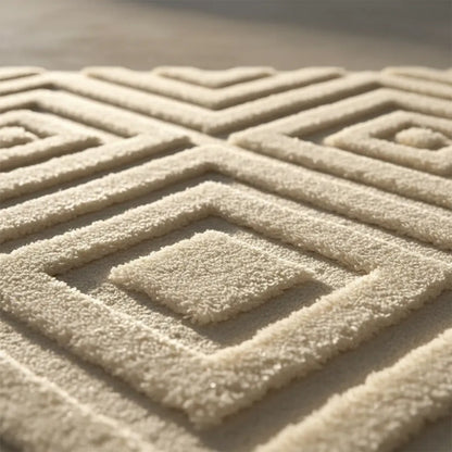 Alfombra Baño Absorbente Antideslizante Poliéster 50x80cm Crema