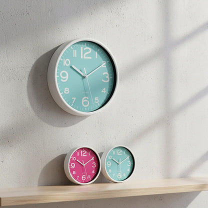Reloj Decorativo Pared Plástico Redondo Analógico 19cm Blanco Celeste
