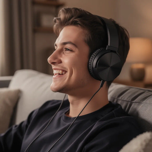Auriculares Cable 3.5 Mic Manos Libres Vincha Ajustable Negro