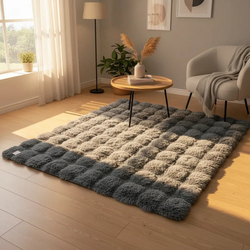 Alfombra Suave Felpa Relieve Base Gamuza 50x80cm Hogar 80 M 50 M Gris