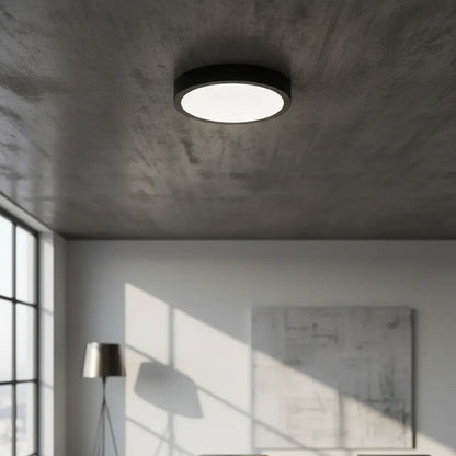 Plafon Led 18w Redondo Luz Fria 6500k De Techo Aro Negro Negro