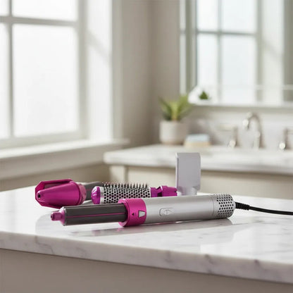 Cepillo Moldeador Electrico 5 En 1 Secador Rizador Alisador Gris