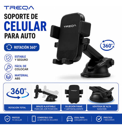 Soporte Base Porta Celular Auto Rejilla Rotacion Ajustable Negro
