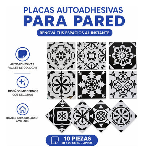 Set Placas Azulejo Adhesivo Vinilo Decorativo Pared Pack X10 Aleatorio