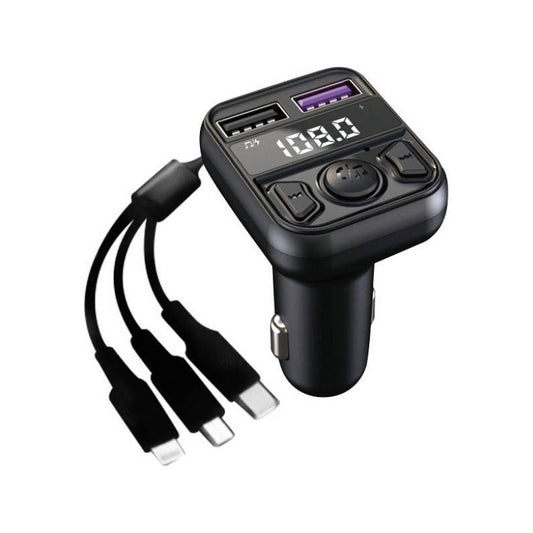 Transmisor Receptor Auto Fm Cargador Usb Radio Bluetooth