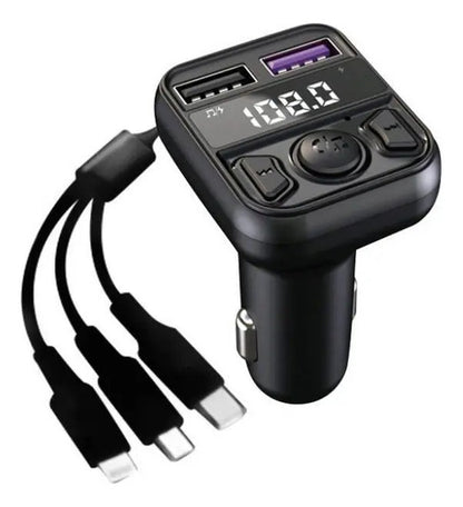 Transmisor Receptor Auto Fm Cargador Usb Radio Bluetooth