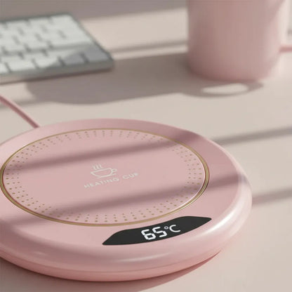 Base Calentadora Tazas Usb 20w Display Circular Eléctrico Rosa