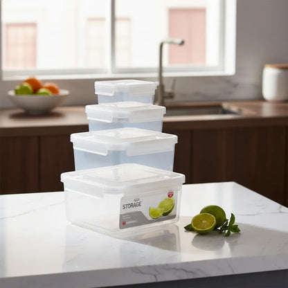 Set Recipientes Hermeticos Plasticos X4 Cocina Blanco