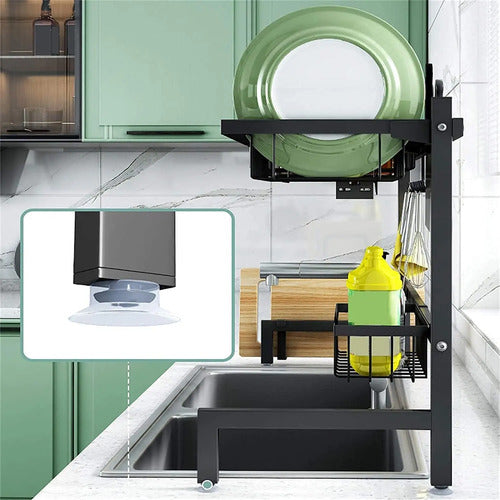 Escurridor Cocina Cubiertos Pileta Platos Metal Negro Negro