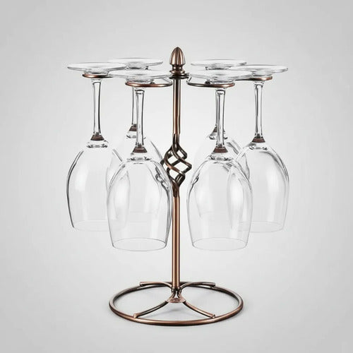 Soporte Porta Copas Mesa Hierro Desmontable 6 Lugares Bronce Bronce / Cobre Envejecido