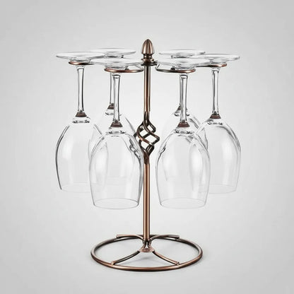Soporte Porta Copas Mesa Hierro Desmontable 6 Lugares Bronce Bronce / Cobre Envejecido