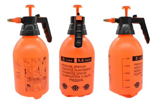 Botella Fumigador Pulverizador De Riego A Presion 3lts Naranja