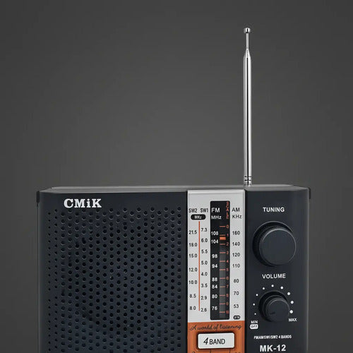 Radio Portatil Electrica Y A Pila Fm Am Multibanda Negro