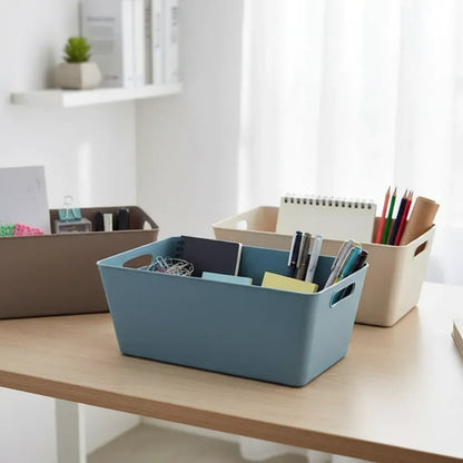 Caja Canasto Organizador Plástico Rectangular Asas 39x20cm Gris