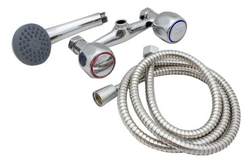 Grifo Doble Comando Para Baño + Extensible + Telefono Ducha