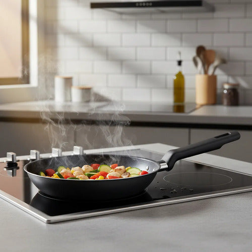 Sartén Cocina Antiadherente Mango Ergonómico 26cm Aluminio Negro
