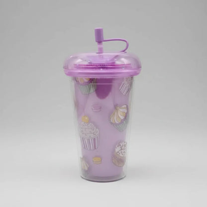 Vaso Acrílico Doble Pared Tapa Silicona Sorbito 450ml Lila Lila