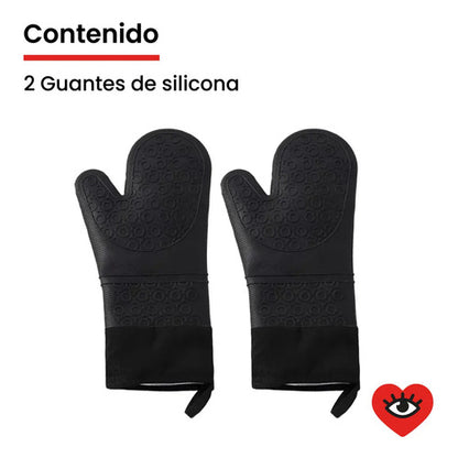 Guante Manopla X2 Silicona Negro Horno Doble Capa Aislante Negro X2