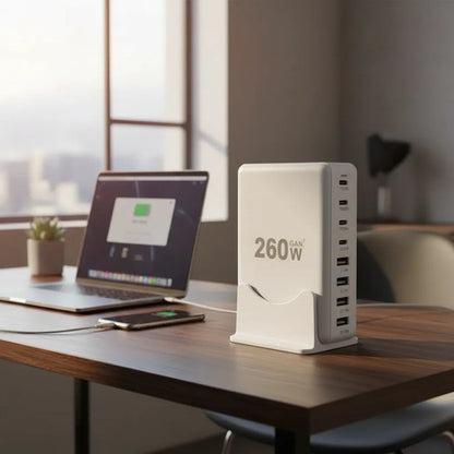 Hub Usb Estación De Carga Rápida Escritorio Tipo C Ios Blanco