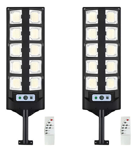 Set X2 Foco Solar Reflector Led Sensor Movimiento Exterior Negro Blanco