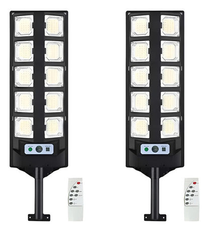 Set X2 Foco Solar Reflector Led Sensor Movimiento Exterior Negro Blanco